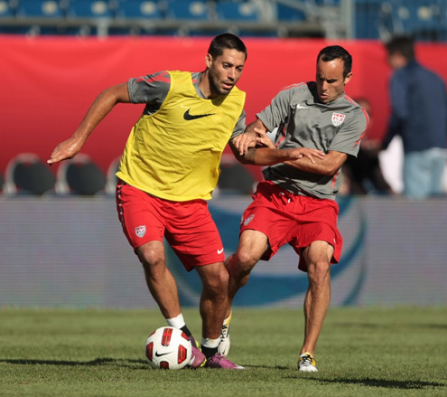 Landon Donovan and Clint Dempsey train with the USMNT