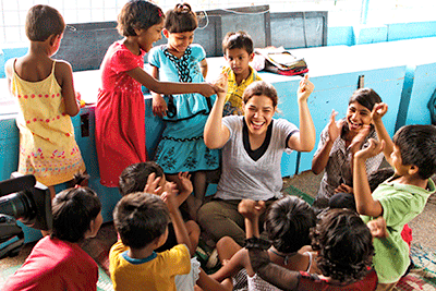 Half-The-Sky_PBS_America_Ferrara America Ferrara in India with school children in PBS documentary Half The Sky