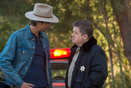 Justified_Sn4_2 Timothy Olyphant and Patton Oswalt star in Season 4 of FX's "Justified."