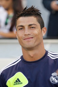 Cristiano-Ronaldo-Real-Madrid Real Madrid striker Cristiano Ronaldo. Real Madrid faces Manchester United in Champions League Round of 16 match on Feb. 13, 2013.