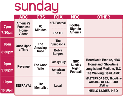 Fall TV Schedule 2013: Day by Day - Channel Guide Magazine
