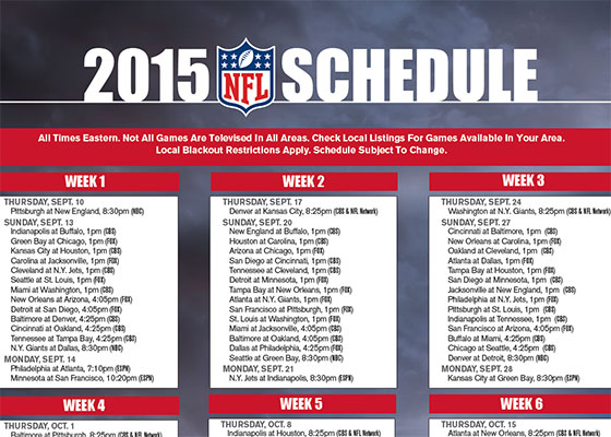 2015 NFL TV schedule